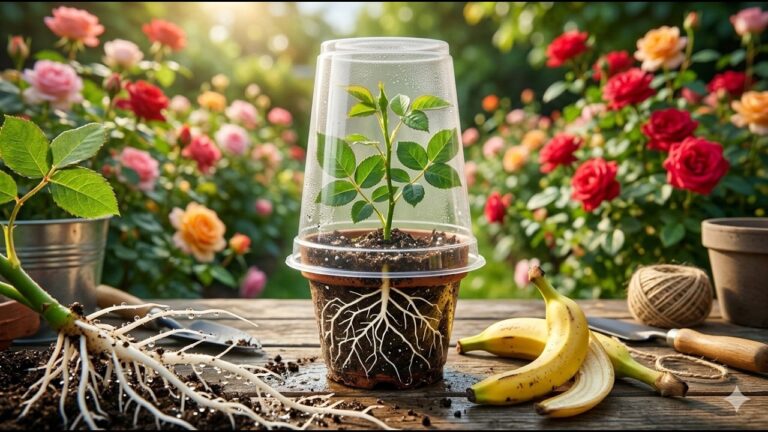 Découvrez 5 astuces surprenantes avec des peaux de banane pour vos boutures de roses 🌹