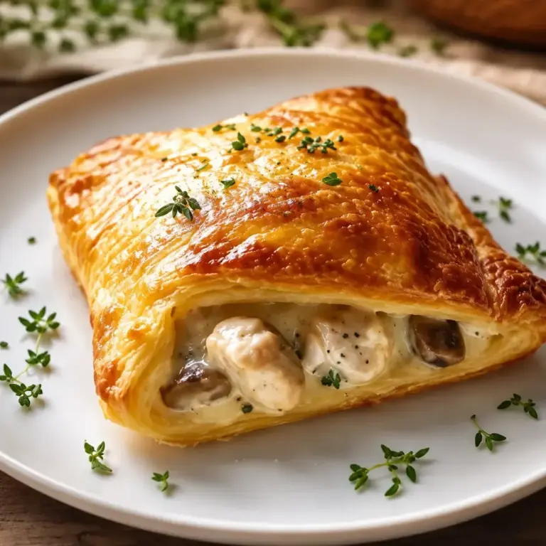 Recette facile de feuilleté crémeux au poulet et champignons