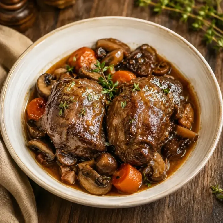 Joues de porc confites aux champignons : recette savoureuse et réconfortante